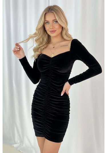 Zedefx Kadın Slim Fit Zarif Elbise Siyah