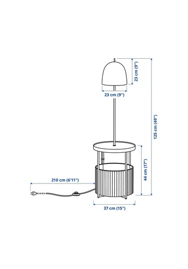 Trındsno Yer Lambası, Yan Sehpalı Meridyendukkan Beyaz-huş Modern Lambader Mobilya