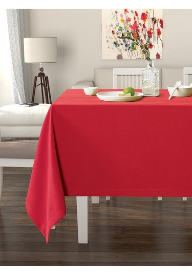 Metalik Kırmızı Masa Örtüsü Kadife Dokulu Leke Tutmaz Metalik Kırmızı