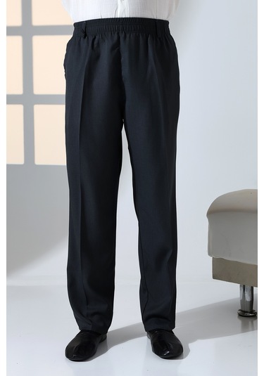 Erkek Rahat Kesim Beli Lastikli Cepli Hac Ve Umre Kumaş Şalvar Pantolon - Antrasit İsr 001