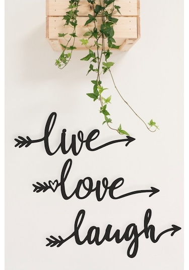 "live Love Laugh" Duvar Dekoru-süsü, Ahşap Dekoratif Tablo - 1