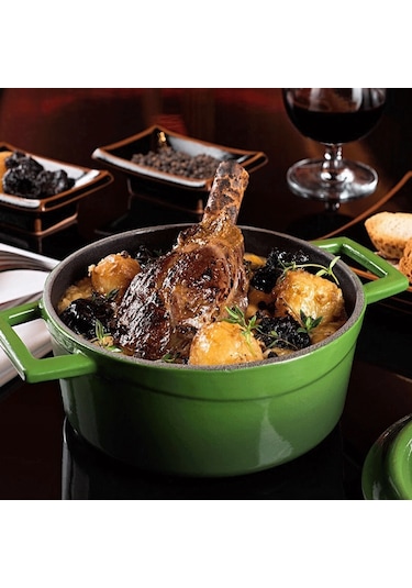 Lava Döküm Yuvarlak Tencere Çap 20 cm - Folk  Mavi