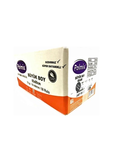 Polmix Standart Büyük Boy Çöp Poşeti Siyah 5 x 10'lu 65 x 80 CM