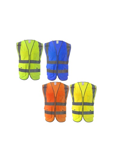Skycity Vm-1027 Flüoresan Turuncu Xxl Çok Cebilli Yüksek Görünürlükli İş Güvenlik Yeleği İnşaat-çevre Temizliği Için
