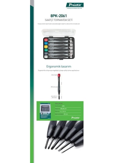 Proskit 8Pk2061 Saatçi Tornavida Seti