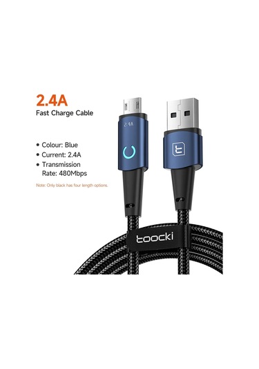 Toocki Usb Yıldırım Kablosu İphone Uyumlu 14 13 12 11 Pro Max 8 7 Artı Led Şarj Micro Blue 1m Diğer