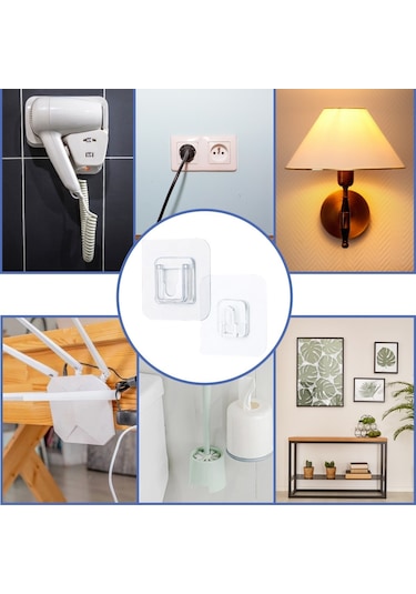 Eşya Sabitleme Askısı 10 Çift Şeffaf Çift Taraflı Yapışkanlı Geçmeli Klips 4741 Altın - Krom