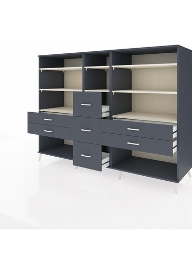 Kronos Dolap 8 Raflı 7 Çekmeceli 220x59x163 Antrasit-aytaşı/antr Antrasit-aytaşı/antrasit