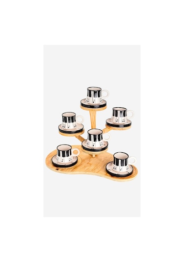 2 Li Takım Piyano Desenli El Yapımı Kazan Seramik Kahve Fincanı, Kahve Fincanı Beyaz