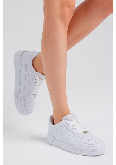 Tonny Black Unisex Beyaz Beyaz Yanı Çizgili Bağcıklı Rahat Kalıp