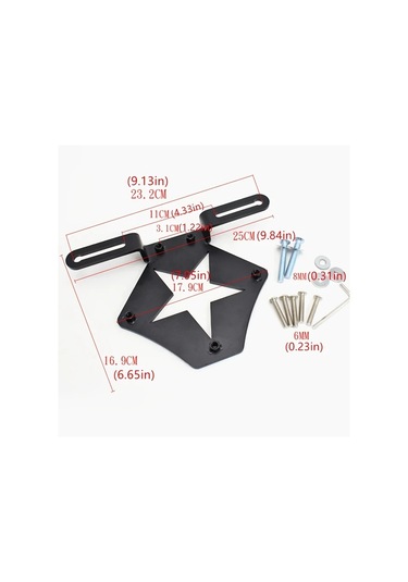 Xuweiwei Black- Metal Yan Çanta Braketi Dayanıklı Metal Ayarlanabilir Motosiklet Aksesuarları Yıldız Desen