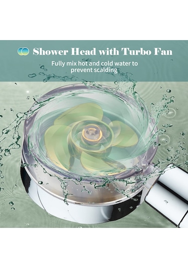 Fanfan Turbo Fanlı El Duş Başlığı Açma/kapama Duraklatma Krom