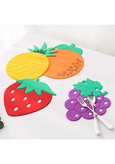 Mucit Home Çok Amaçlı Silikon Nihale Meyve Tasarımlı Isıya Dayanıklı Altlık 1 Adet Renkli