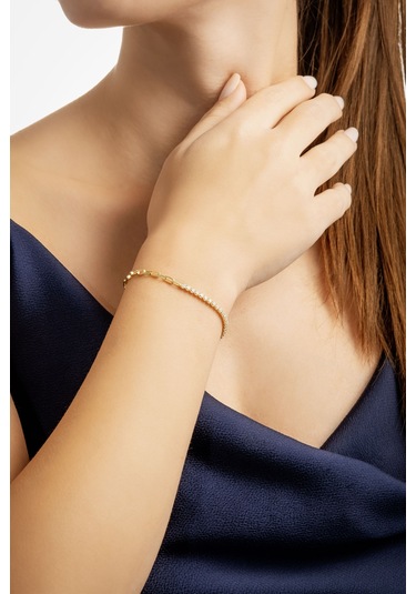 Zarafet 18 Ayar Sarı Altın Kaplama 19 Cm Gümüş Bileklik Sarı