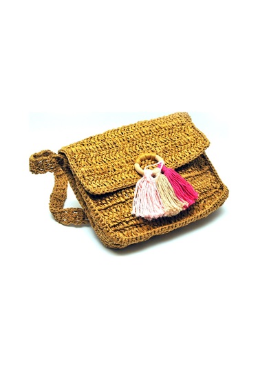 Handmade Rafya İp Tasarım Çanta Kahverengi