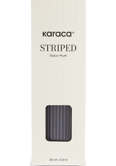 Karaca Striped Tırtıklı Sütun Mum 20 Cm Antrasit Antrasit