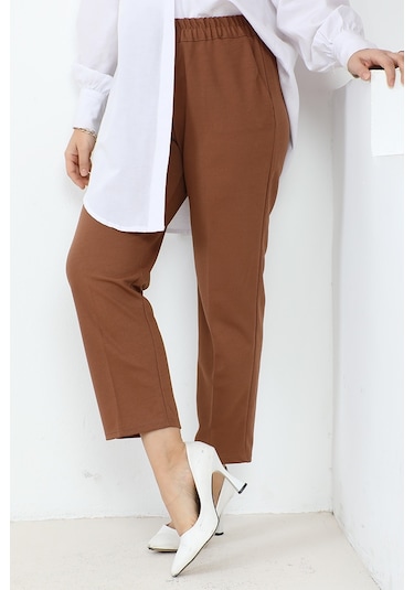 Zülal Beli Lastikli Cepli Pantolon 651 - Taba