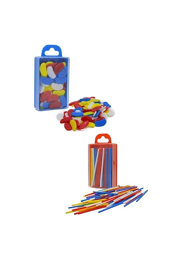 ayı Sayma Seti 1 Paket Plastik Sayı Sayma Çubukları ve Fasülyeleri 1. Sınıflar İçin Renkli Çubuk Fasulye