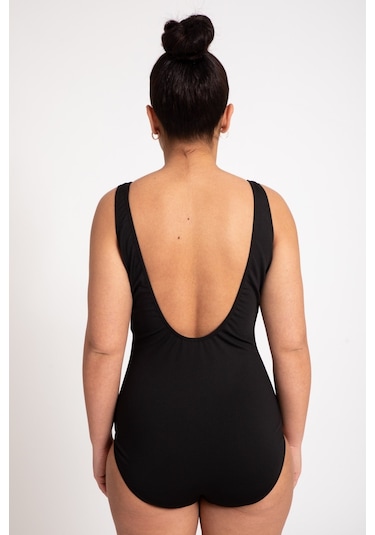 Pemilo 675 32723 - 1 Büyük Beden Düz Askılı Kadın Mayo Siyah