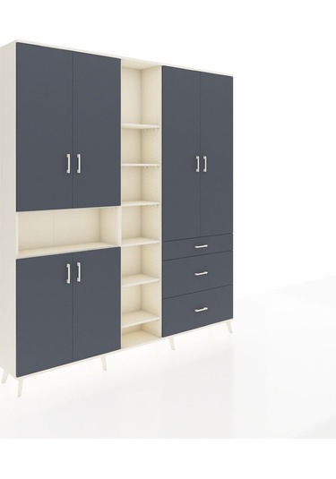 Arges Dolap 13 Raflı 3 Çekmeceli 6 Kapaklı 220x30x243 Aytaşı-antrasit/antrasit Antrasıt/antrasıt