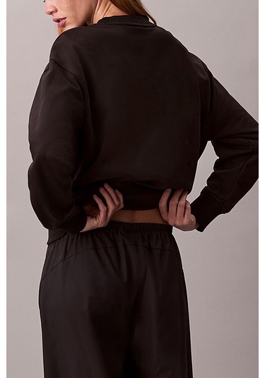 Kadın Regular Kalıp Bisiklet Yaka Sweatshirt - Siyah Black