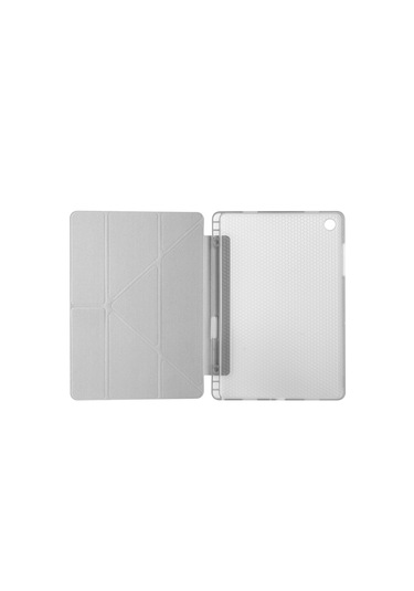 Galaxy Uyumlu Tab A11 Plus Kılıf Mkst Tri Folding Kalem Bölmeli Standlı Kılıf - Siyah Tablet Kılıfı
