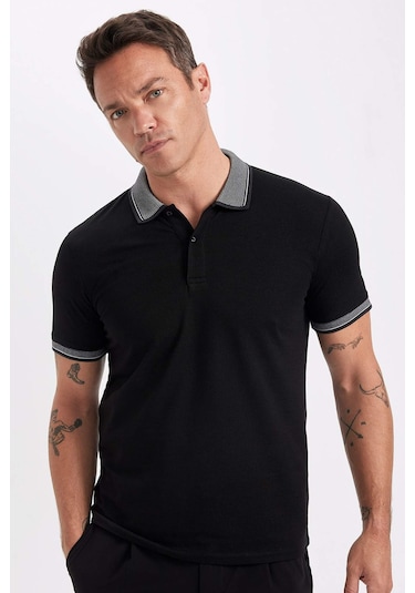 DeFacto Slim Fit Dar Kesim Polo Yaka Kısa Kollu Pamuklu Tişört D0033AXNSBK81 DeFacto Slim Fit Dar Kesim Polo Yaka Kısa Kollu Pamuklu Tişört D0033AXNSBK81