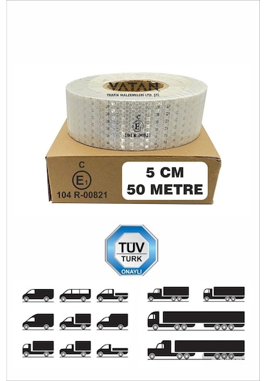 Reflektif Reflektiv Şerit Bant Reflektör 50 Metre Tüvtürk Uyumlu (548480198)