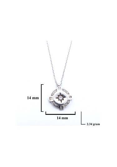 Ferizz Zirkon Taşlı Pusula Model Gümüş Kolye Gk-321