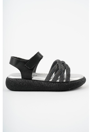 Muggo Jazz Garantili Günlük Ortopedik Hafif Taban Örgü Detaylı Cırtlı Kız Çocuk Sandalet 001