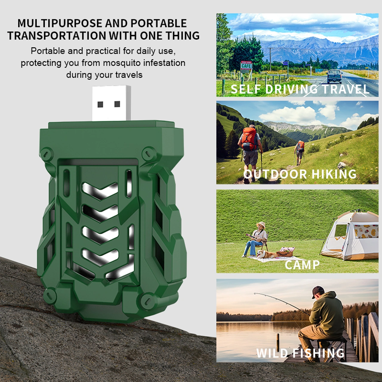 Yunboo Usb İle Çalışan Taşınabilir Isıtmalı Kovucu, 4 Adet Kovucu Tablet İçeren Yeşil Renkli, Ev Ve Kamp İçin Etkili Sinek Ve Mus Musu Kontrol Cihazı Yeşil