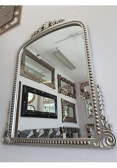 Ayna Denizi Lady Silver Model Gümüş Renk Dekoratif Ayna Gümüş