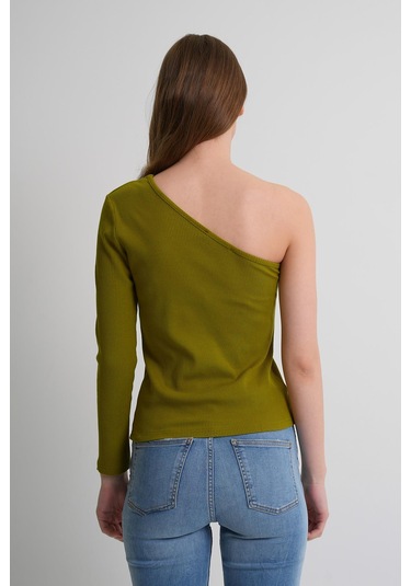 Alexandergardı Fitilli Tek Kol Detaylı Kadın Bluz haki