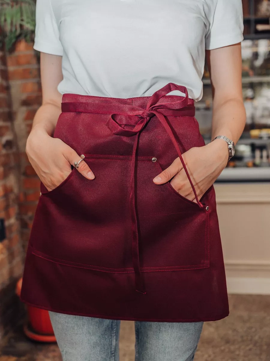 Valiver Önlüksüz, Kemerli Kısa Garson Önlüğü 68551284 Bordo