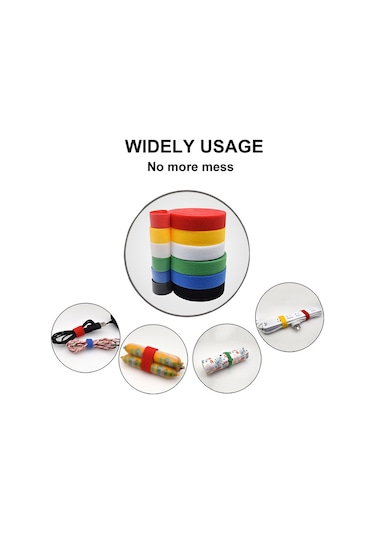 Yaozixa Nylon Kablolu Organizer 15mmx1.5m Beyaz, Kabloları Düzene Sokmak İçin Bant, Sargı Ve Çabuk Sabitleme Özelliği