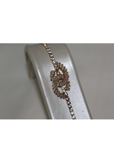 Sonsuz Işıltı Zirkon Taşlı Çelik Bileklik 17 Cm Sonsuzluk İşaretli Altın Renk Kadın Çelik Bileklik Gold