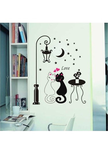 Fortunelane Sevimli Kedi Sticker - Çocuk/yatak/salon Duvar Dekorasyonu, Taşınabilir Pvc Materyal Tc920