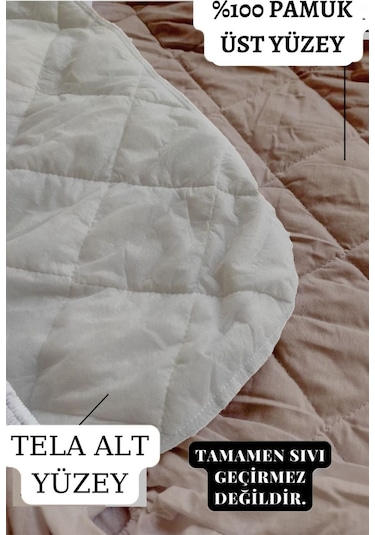 Ely Parker Sessiz Alez Kahve Yatak Koruyucu Kapitoneli Pamuk Fitted Tek Çift Kişilik Bebek Alezi ELYPRKR00580 Kahverengi