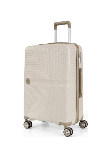 Ççs 5239 Polipropilen Büyük Boy Valiz Beyaz-bej Beyaz - Bej