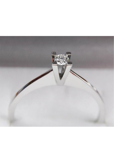 Pırlanta Tektaş Altın Yüzük 0.10 Ct - F/Vs - 14K
