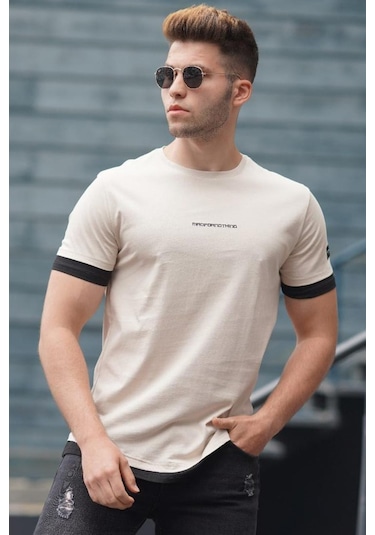 Madmext Basic Bej Erkek Tişört 4459 Bej