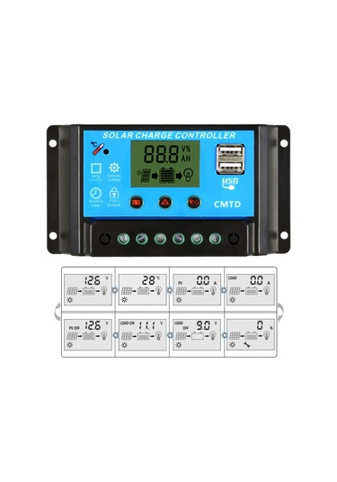 Xindoker Güneş Paneli Kontrolörü 12.6v 10a Lcd Ekranlı Li-po Pil Şarj/deşarj Yöneticisi Usb Çıkışlı 5v 2a