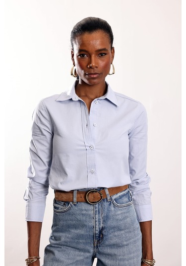5in1Canpolat Mavi Slim Fit Gömlek 17449 Mavi