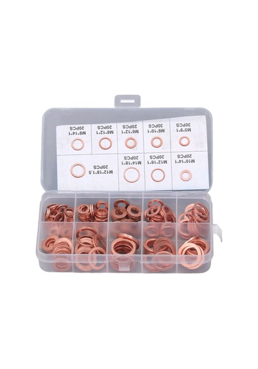 200pcs Yağ Drenaj Tapası Conta Kırmızı Bakır Isıtma İşleme 9 Tür Yağ Sızdırmazlığı 0142 Kırmızı