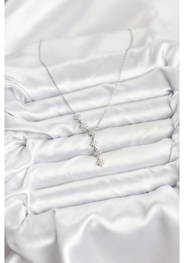 316l Çelik Zincir Gümüş Renk Kutup Yıldızı Model Kadın Kolye Renkli