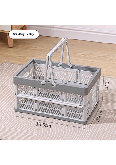 Snapbuy Katlanır Sepet, Alışveriş, Piknik, Market, Taşıma, Depolama Ve Kamp İçin Uygundur Büyük Boy Gri