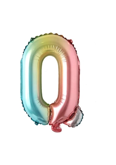 Q Harf Gökkuşağı Folyo Balon16 İnç 36 cm