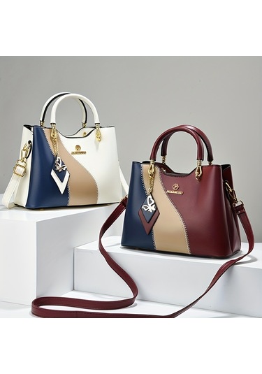 Kadınlar İçin Trendy Kontrast Renkli Tote Çanta