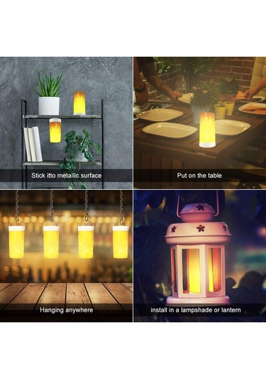 Led Alev Lambası, Usb Şarj Edilebilir Alevli Gece Lambası, Su Geçirmez Diğer