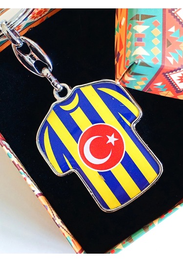 Moncuk Design Sarı Lacivert Takım Formalı Metal Anahtarlık